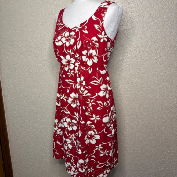 Hilo Hattie Classic Red Hibiscus Sleeveless Hawaiian Cotton Dress Women's Size 8 - Picture 7 of 9